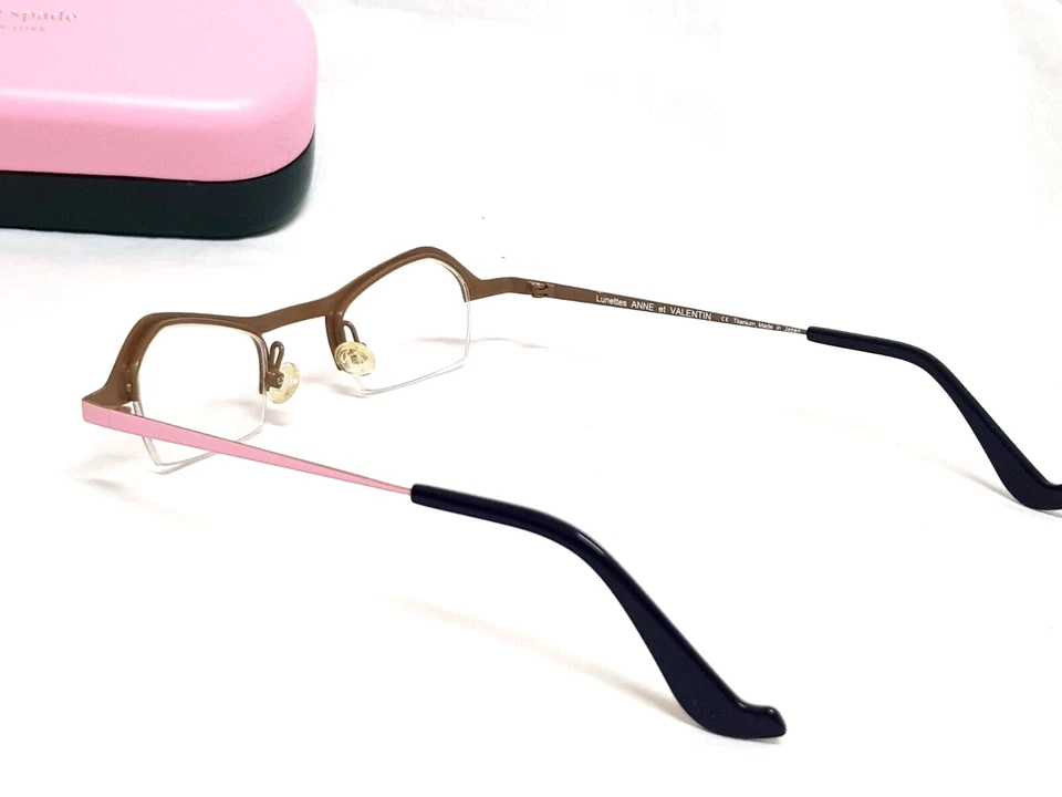 LUNETTES ANNE ET VALENTIN B84 TINE HALF RIM EYEWEAR TITANIUM LIGHT PINK GLASSES - Image 2 of 4