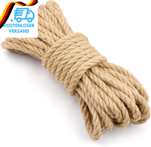 Hanfseil, Juteseil 10 Mm 10 M, Natur Tau Seil Kordel, Juteschnur Bastelschnur Fü-image