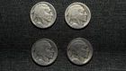 Four 1913-P Type 1 (on mound) Buffalo Nickels - Original Circulated Condition