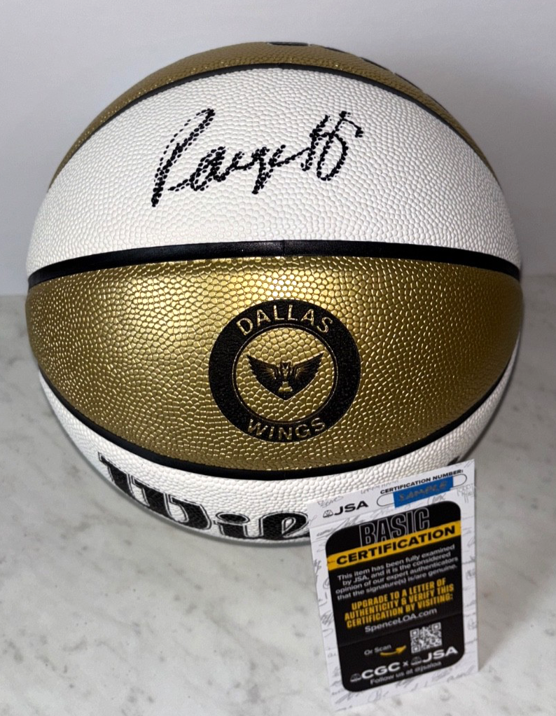 PAIGE BUECKERS SIGNED DALLAS WINGS WNBA WILSON GOLD BASKETBALL UCONN HUSKIES JSA 