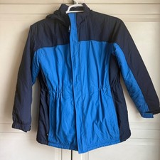 LL Bean Kids XL 18 Navy Blue Colorblock Insulated Hooded Parka Winter Jacket
