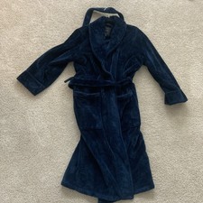 NEW Daniel Buchler Mens Textured Plush Robe - Midnight Navy Blue - M/L