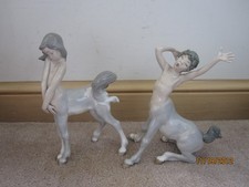 LLADRO Centaur Girl #1012 & Centaur Boy #1013 Porcelain Figurines READ