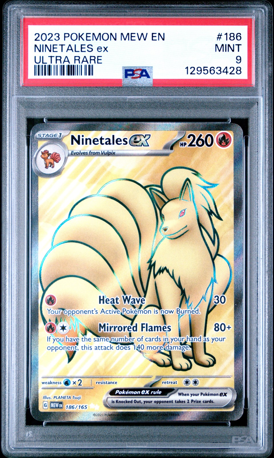 2023 POKEMON MEW EN-151 ULTRA RARE #186 NINETALES EX PSA 9