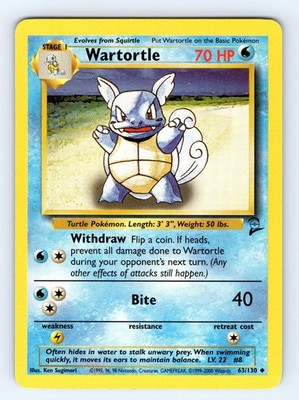 Wartortle Uncommon Base Set 2 063/130 LP