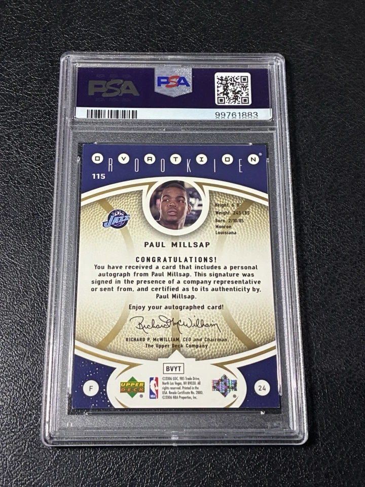 2006 Upper Deck Ovation Paul Milsap Autograph-Gold /99 (RC) (AU) PSA 7 Pop 1🔥 - Image 2 of 2