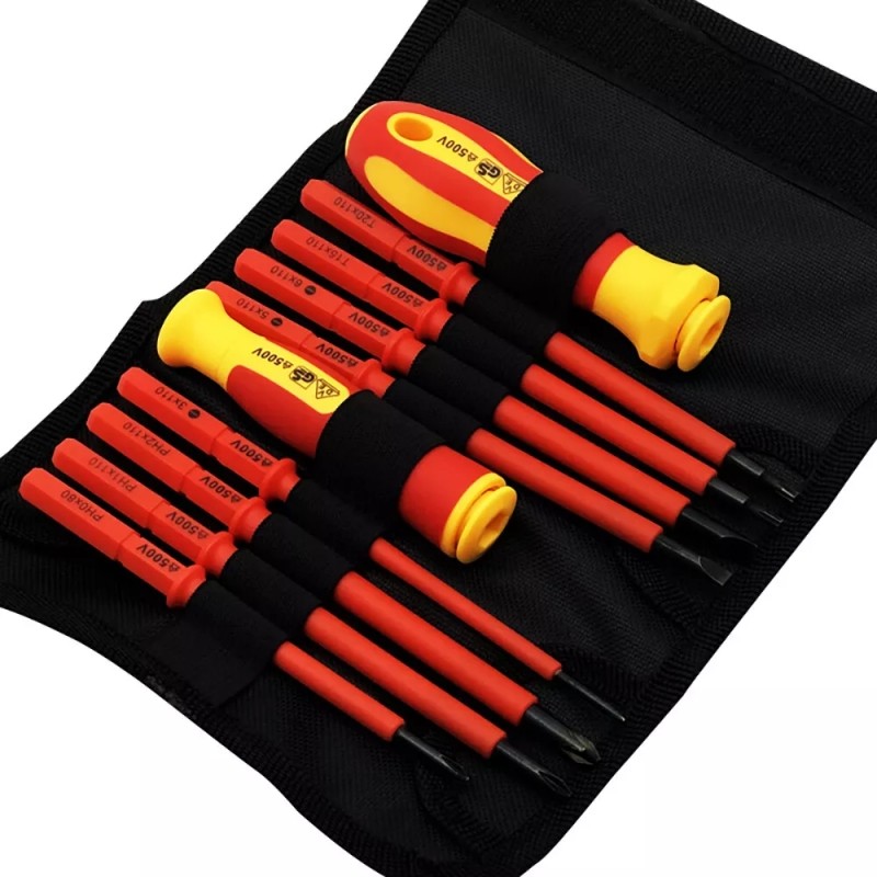 10-in-1 Electrician Insulated Screwdriver Set Magnetic Tip Slotted Phillips Tool