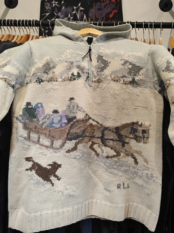 Sudadera con Capucha Polo Ralph Tejido a Mano Raro Exclusivo De Colección Talla Mediana Foto 2 de 4