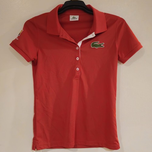 Lacoste Sports Red Polo Shirt Australian Open Tennis Womens Size 40/12 Like New - Picture 1 of 6