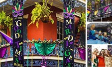 Mardi Gras Decoration Set Mardi Gras Porch Sign Welcome Banner Hanging
