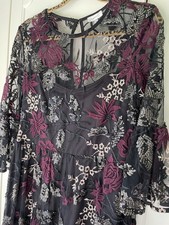 Next Ladies Dress Size 14R Black Lace Long Sleeve  Party Evening Wear