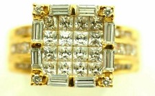 Ladies 66 Stone Cubic Zircon Ring Vermeil Gold over Sterling Silver Size 6.25