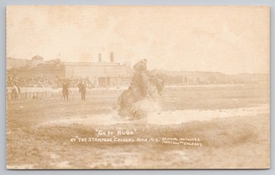 Calgary Stampede 1912 Go It Rube Bucking Bronco Rodeo Reproduktion Postkarte