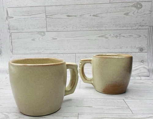 Set of 2 Vintage Frankoma Plainsman Coffee Mugs 5C Desert Gold Brown Pottery