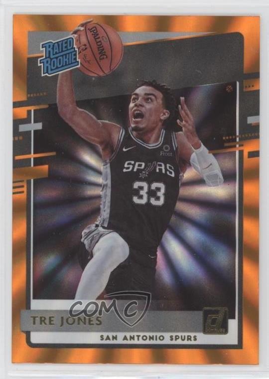 2020-21 Panini Donruss Rated Rookies Orange Laser Tre Jones #244 Rookie RC 5h4