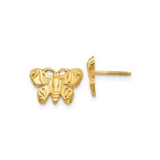 14k Yellow Gold Childrens Butterfly Earrings