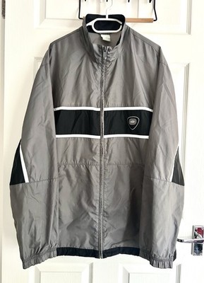 Vintage Nike Grau Schwarz Windbreaker Jacke Herren XL Full Zip Y2K Trainingsjacke