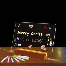 LED Note Board with 7 Colors Pen Light Up Dry Erase Board Christmas Creative ...