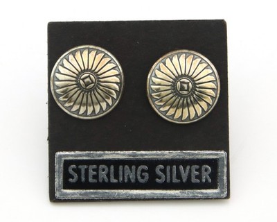 Navajo Earrings Sterling Silver Concho Buttons Vintage Native American