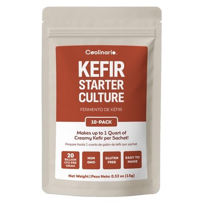 Coolinario Kefir Starter Culture (10-Pack, 1.5g 0.05 Ounce (Pack of 10) 
