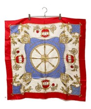 Celine scarf silk 86cm 33  square logol Horse-drawn carriage pattern red
