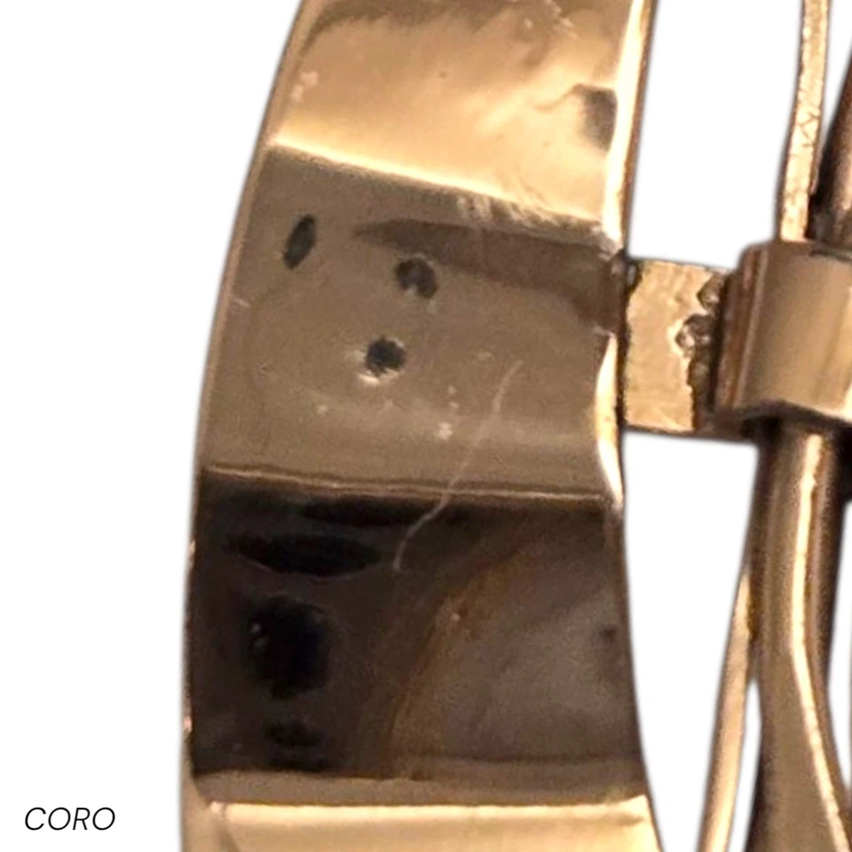 book piece 1940s CORO STERLING ROSE GOLD RHINESTONE Flower PIN - Image 3 of 4