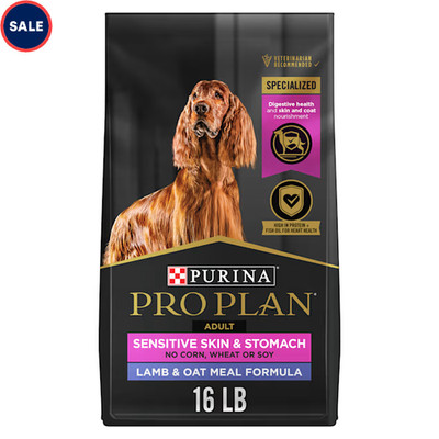 Purina Pro Plan Sensitive Skin & Stomach Lamb & Oat Dry Dog Food, 16 LBS