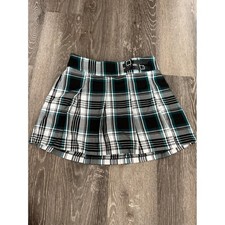 Justice Plaid Skort Girls Size 12/14 Teal Black Pleated Buckle School