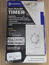 Intermatic FD60MWC 60-Minute Spring Loaded Wall Timer, White,