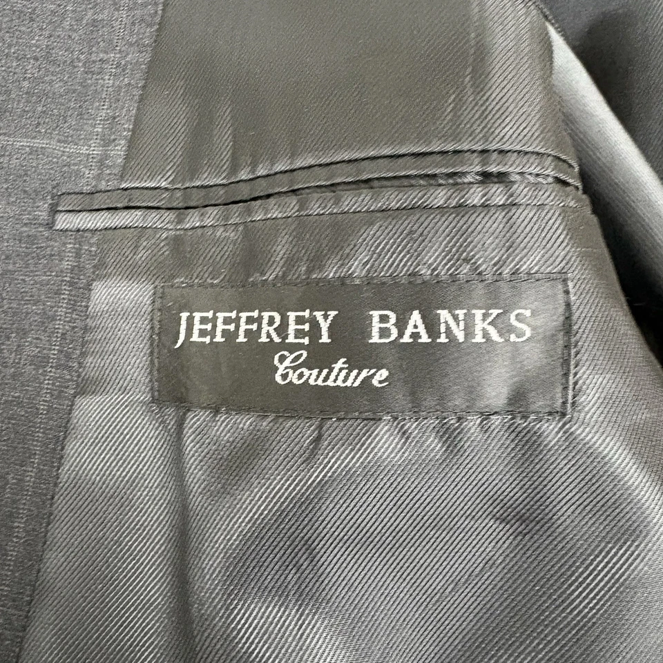 Abrigo Blazer Chaqueta Deportivo Jeffrey Banks Alta Costura Lana Negro Rayas Talla 46 L Foto 2 de 4