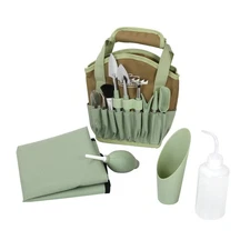 Indoor Stainless Steel Gardening Tool Set, 14 Pieces, Misty Mint