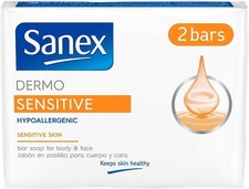 Sanex Sensitive Skin Soap 2 Pack Fragrance Free Dermatological Face Body 90g