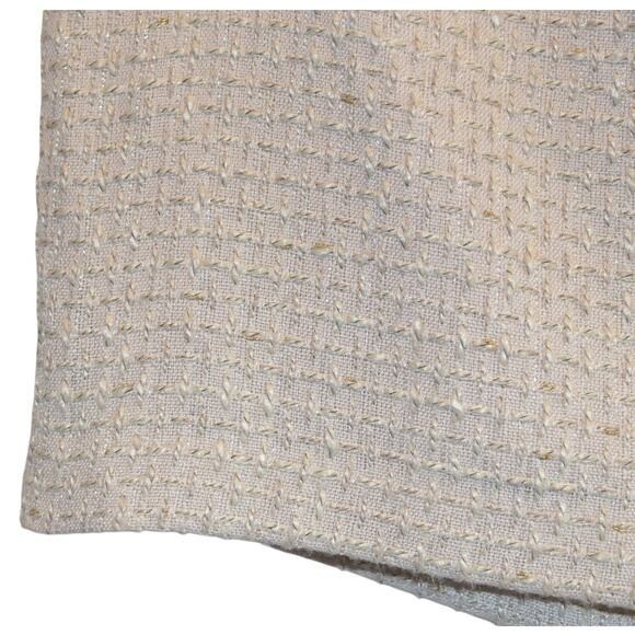 Calvin Klein Women's Tweed Check Print Pencil Skirt in Metallic Cream thumbnail 5