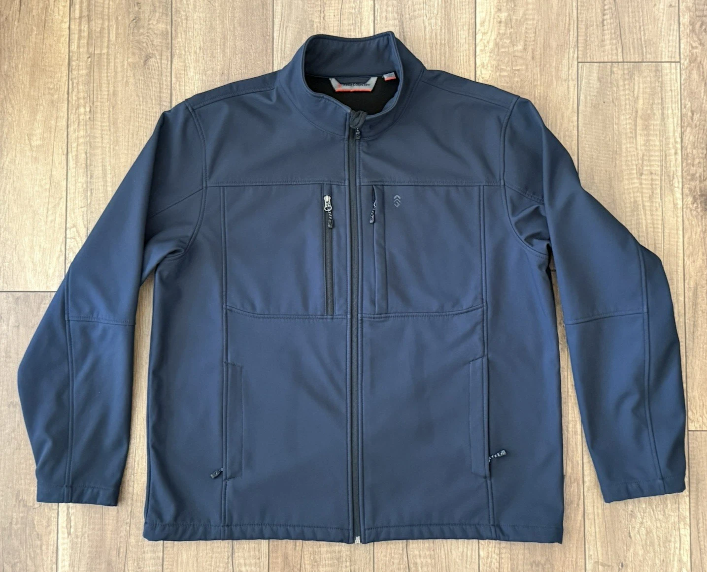 Free Country Men's Super Softshell Wind/Water Resistant Zip Lined Jacket Blue XL