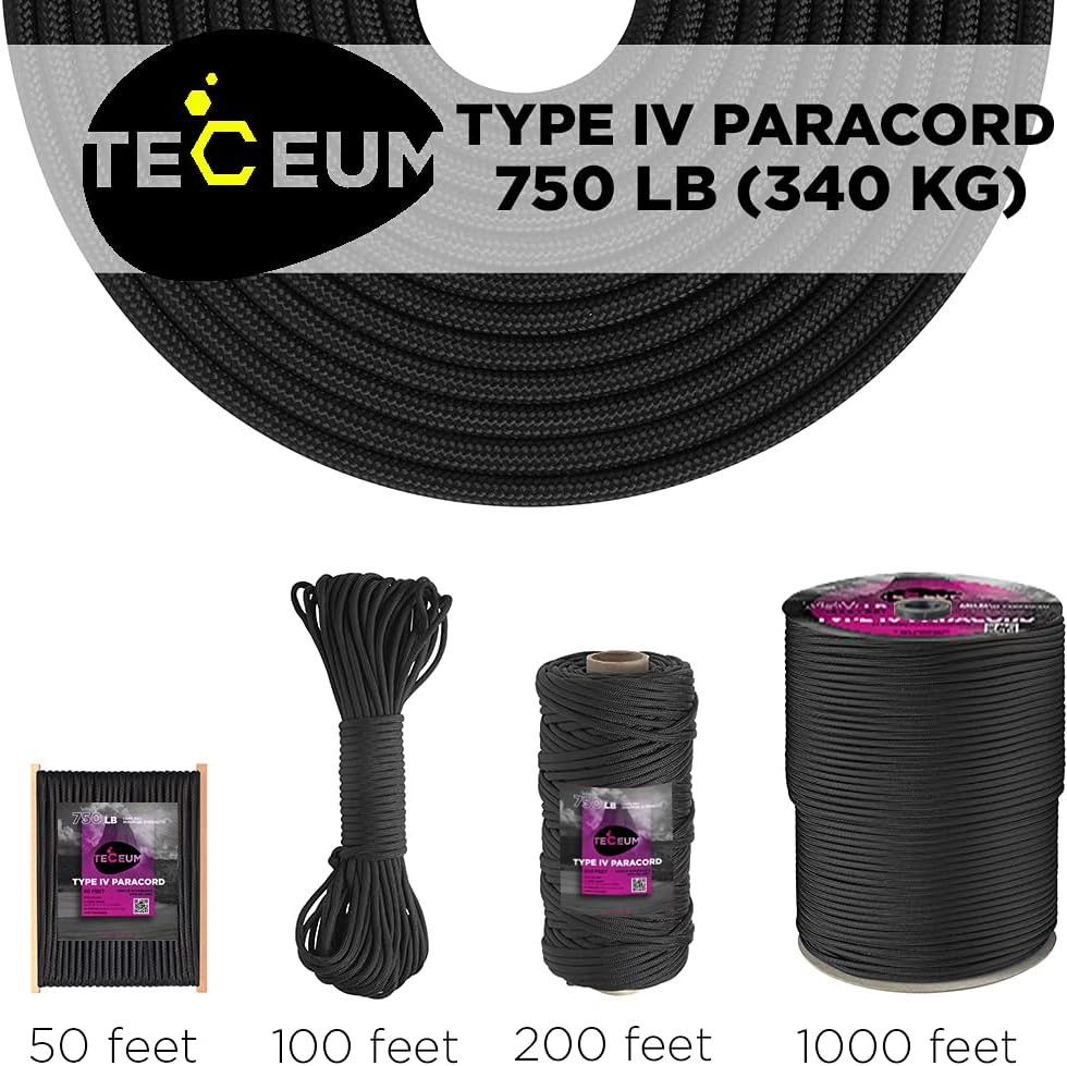 TECEUM Paracord Rope 1000 Lb – 1000Ft / 200Ft / 120Ft / 100Ft / 50Ft – String Pa