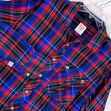 VTG Levis Flannel Shirt Mens L Blue Black Red Plaid Workwear Western Outdoors