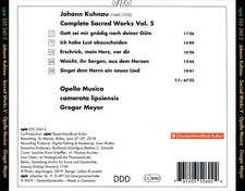 Image of OPELLA MUSICA / MEYER - JOHANN KUHNAU: COMPLETE SACRED WORKS. VOL. 5 NEW CD