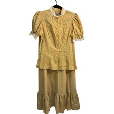 Vintage Jessica's Gunnies Prairie Set Floral Blouse Skirt Cottagecore Boho Sz 9