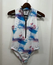 Forever 21 Women Bodysuit Tie dye zip size Large