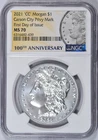 2021-CC MORGAN SILVER DOLLAR PRIVY NGC MS70 FDOI