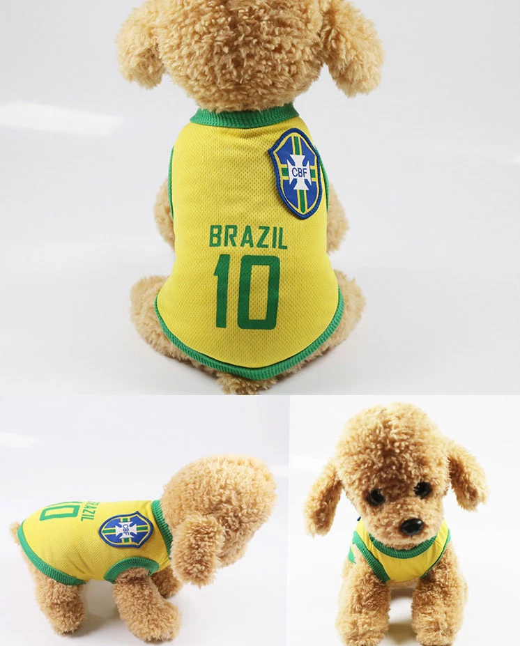PEQUEÑO CHALECO GRANDE PERRO ROPA PARA MASCOTAS COPA DEL MUNDO FÚTBOL ROPA CACHORRO PELUCHE Foto 4 de 4