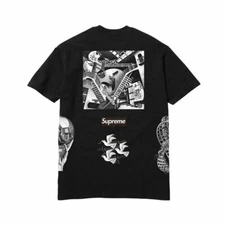 Supreme MC Escher Collage Shirt SS17 Box Logo Tee 💯 Authentic M Black | Medium
