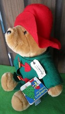 VINTAGE SEARS HOLIDAY 16" PLUSH PADDINGTON BEAR W/SM ATTACHED BOOK - 1996
