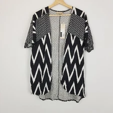 Basic Womens Size XL 14-16 Creased Black White Open Cotton Jacket Brand New Tags