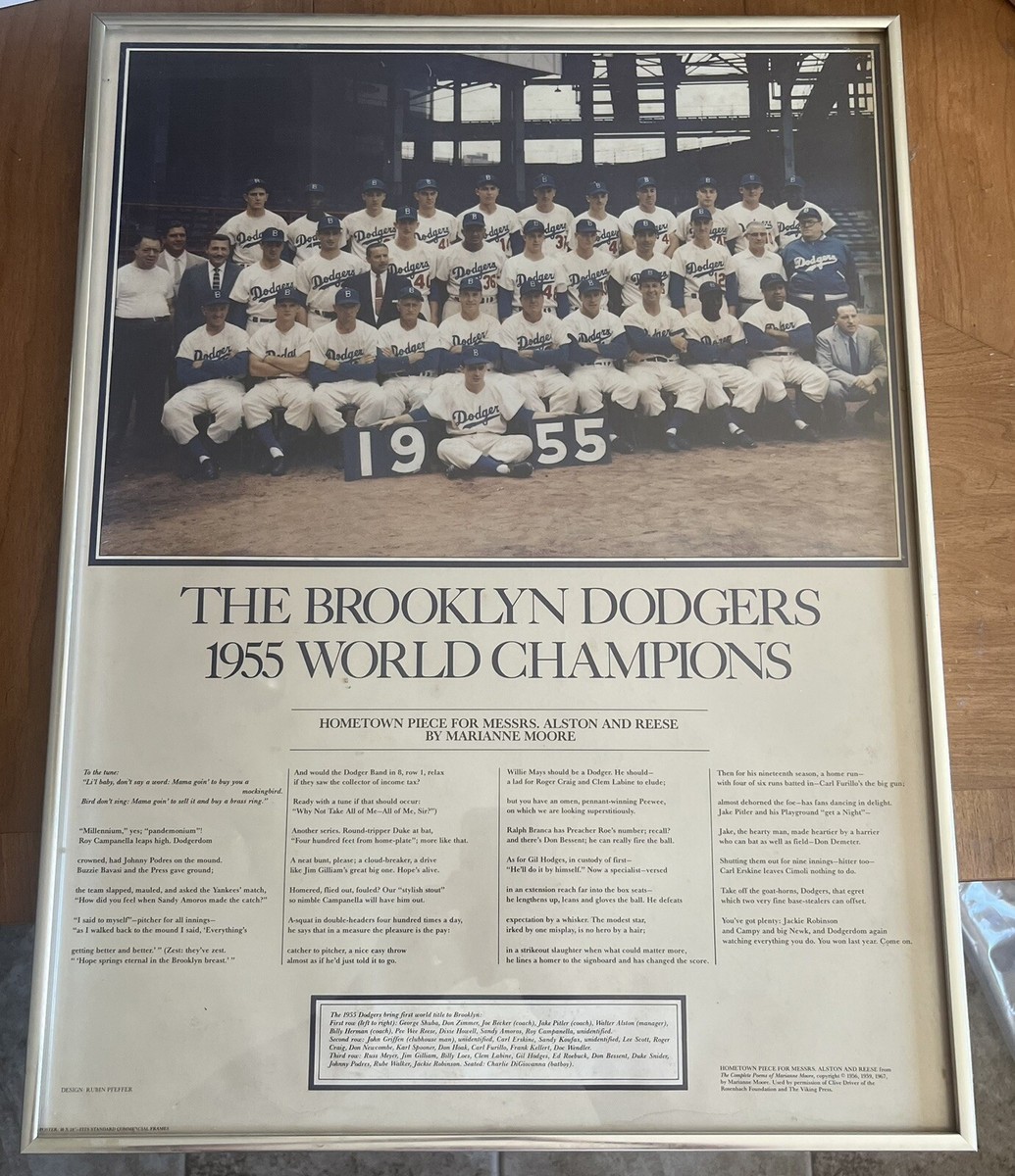 1955 BROOKLYN DODGERS WORLD SERIES CHAMPIONS - FRAME - 24 X 18.5