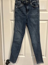 Free People We The Free Women  s Sz 28 High Rise Frayed Bottom Denim Jeans