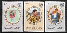 1981 Swasiland kompletter Satz 3 Briefmarken Hochzeit von Prinz Charles und Diana Spencer MH