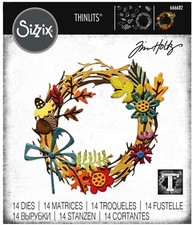 New Sizzix Thinlits Foliage Wreath 666682 14pc Retail 20.99 by Tim Holtz Vault