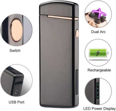 Elektronische Feuerzeug Dual Arc Plasma Lighter Dual Lichtbogen USB Aufladbar