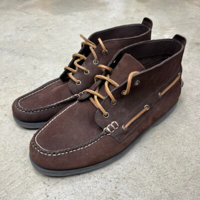 J Crew Brown Suede leather boots Mens 11 boat shoes lace up preppy